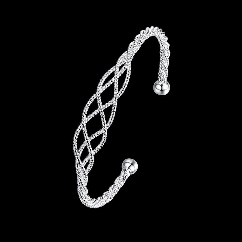 Sterling Silver Adjustable Wire Cuff Bracelet Wom… - image 5
